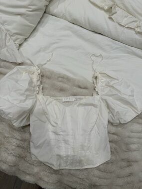 Astr White Puff Sleeve Corset Blouse